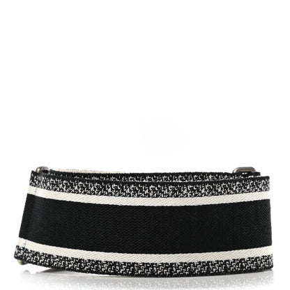 Christian Dior Canvas Embroidered Shoulder Strap Black White 2 of 4