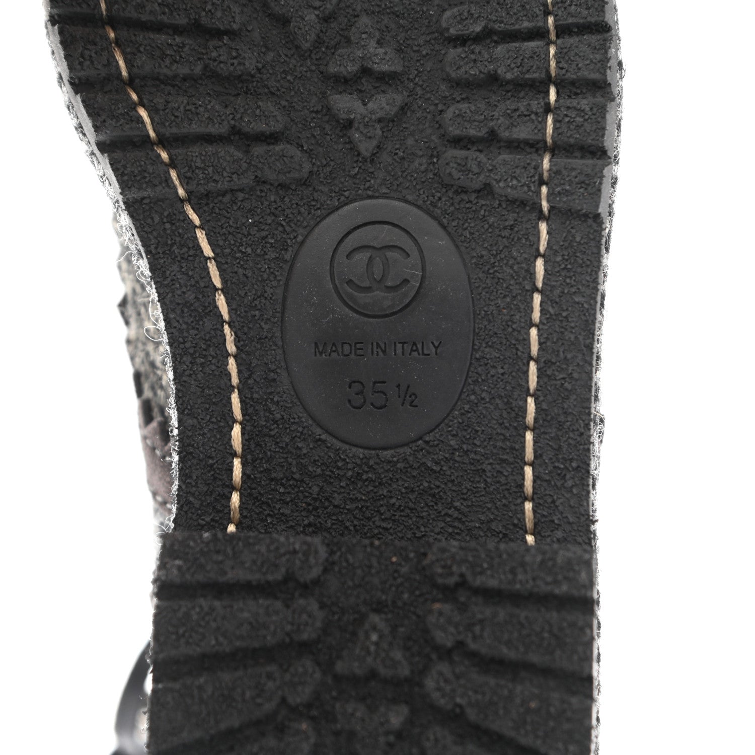 Chanel Tweed Suede Lace Up Boots 35.5 Brown 7 of 8