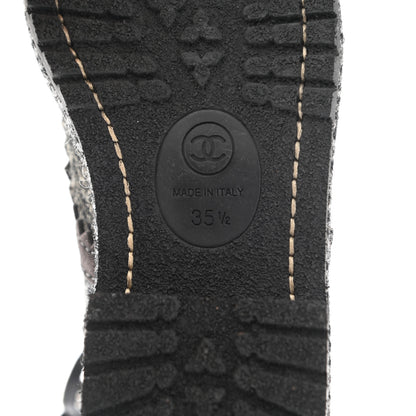 Chanel Tweed Suede Lace Up Boots 35.5 Brown 7 of 8