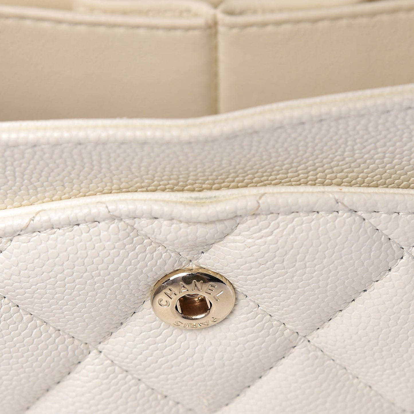 Caviar Quilted Medium Double Flap White