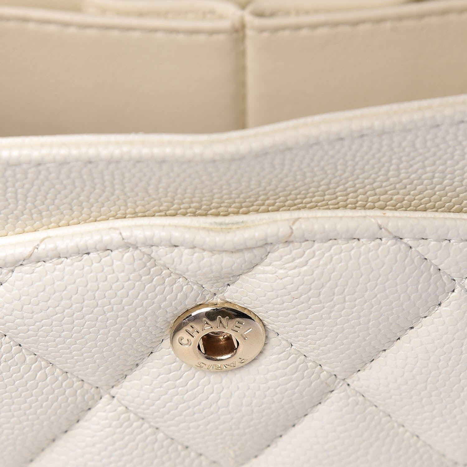 Chanel Caviar Quilted Medium Double Flap White 13 of 14