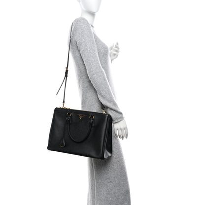 Prada Saffiano Medium Galleria Double Zip Tote Black 2 of 14