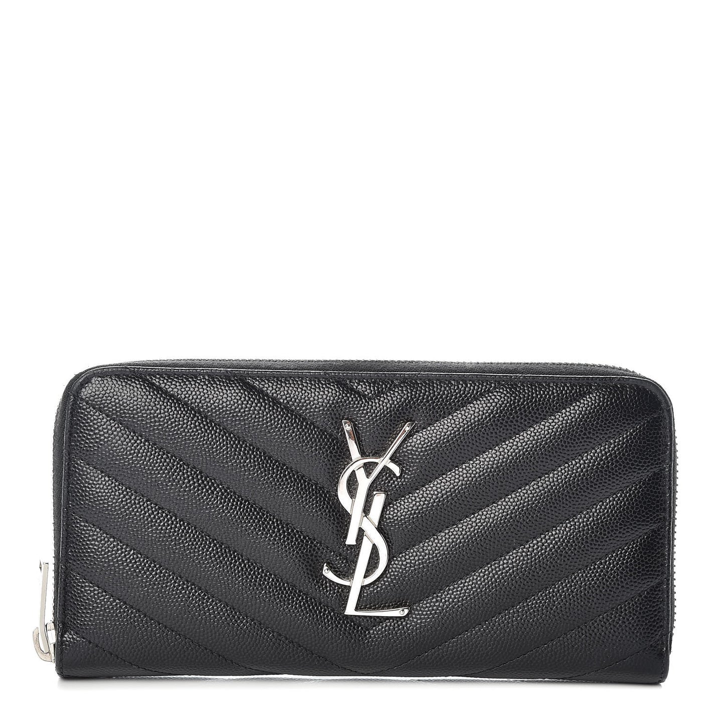 Grain De Poudre Matelasse Chevron Monogram Zip Around Wallet Black