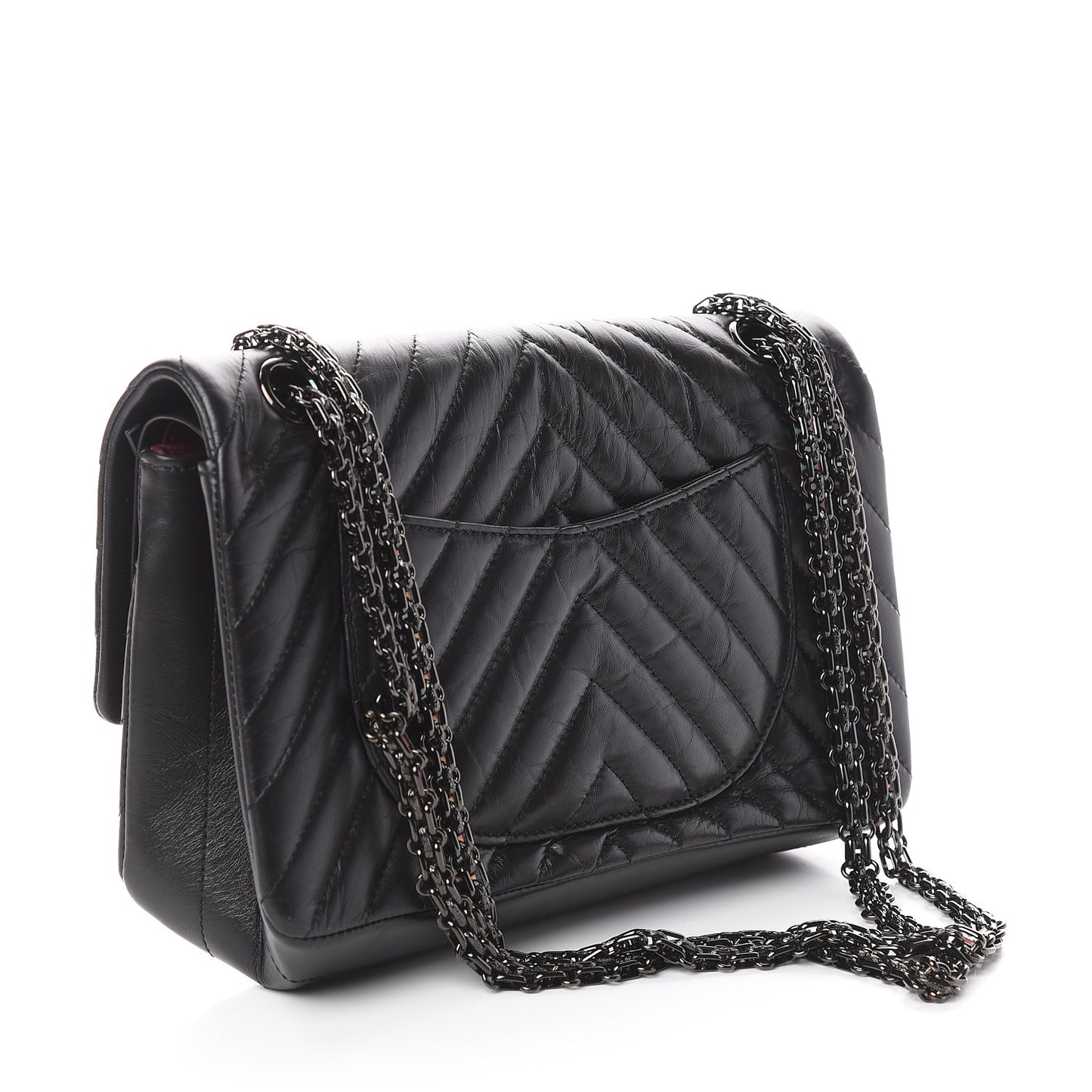 Aged Calfskin Chevron Quilted 2.55 Reissue 225 Flap So Black