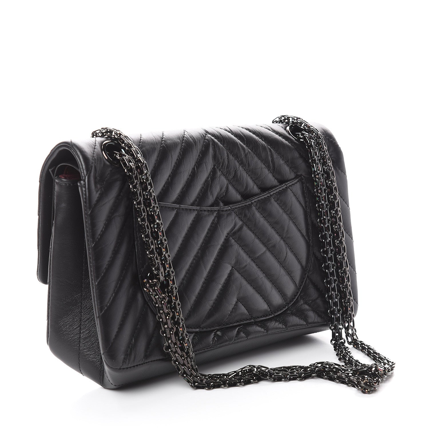 Chanel Aged Calfskin Chevron Quilted 2.55 Reissue 225 Flap So Black 2 of 8