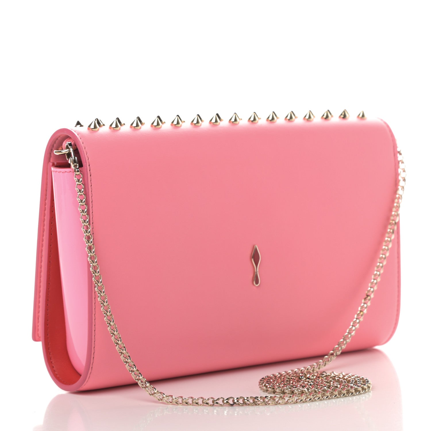 Christian Louboutin Calfskin Spikes Paloma Clutch Gold Dolly 3 of 15