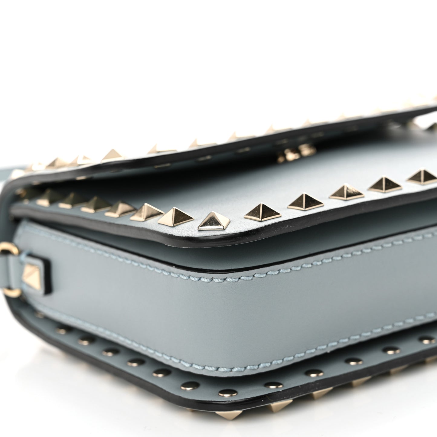 Vitello Rockstud Flap Crossbody Bag London Stone