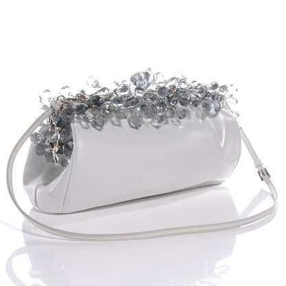 Prada Spazzolato Crystal Encrusted Clutch White 3 of 7