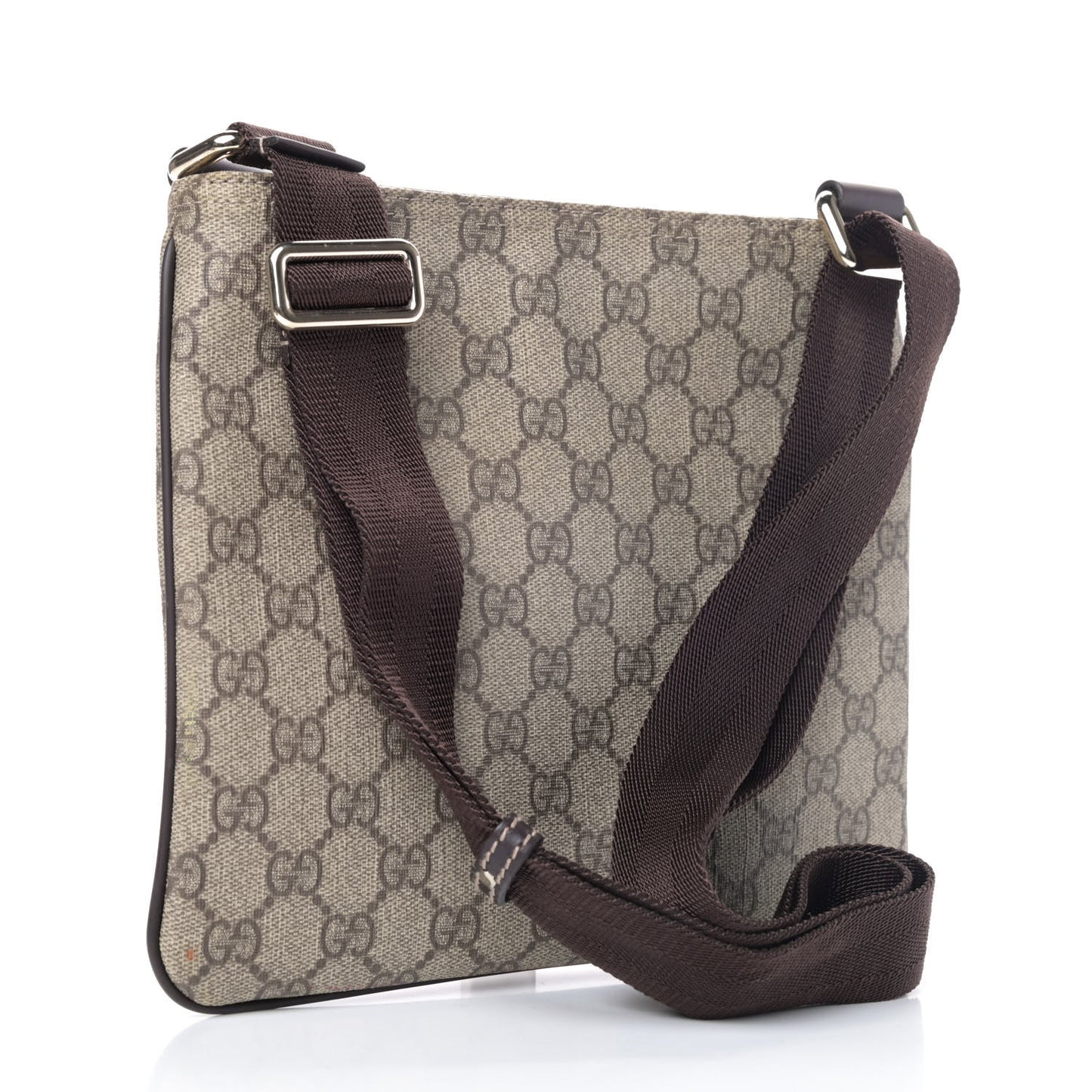 GG Supreme Monogram Small Flat Messenger Bag Dark Brown