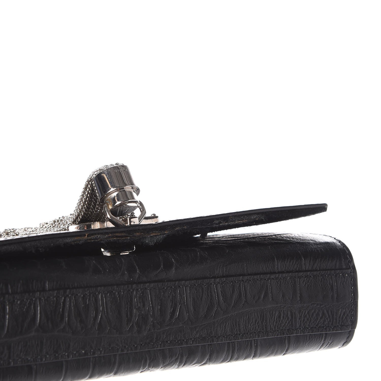 Saint Laurent Croc Calfskin Embossed Small Classic Monogram Kate Tassel Satchel Black 10 of 10