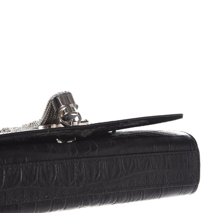 Saint Laurent Croc Calfskin Embossed Small Classic Monogram Kate Tassel Satchel Black 10 of 10