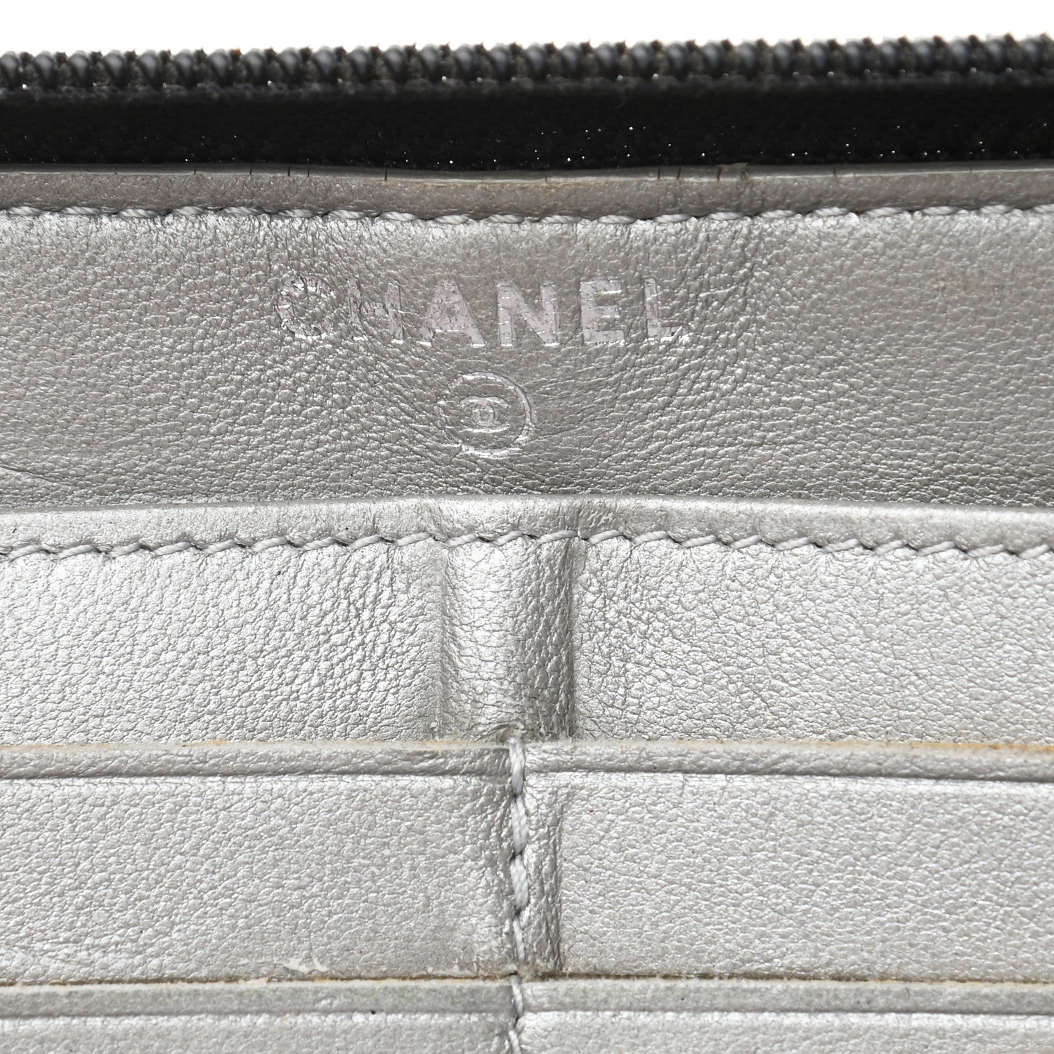 Chanel Lambskin Camellia Embossed Large Zip Around Gusset Wallet Black 6 of 8