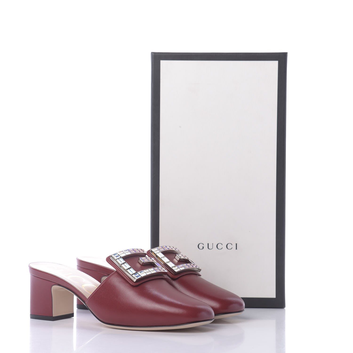 Gucci Malaga Kid Crystal Square G Madelyn Mules 37 Romantic Cerise 13 of 13