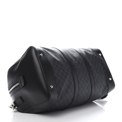 Gucci Soft GG Supreme Monogram Appia Calfskin Web Large Carry On Duffle Bag Black Grey 3 of 9