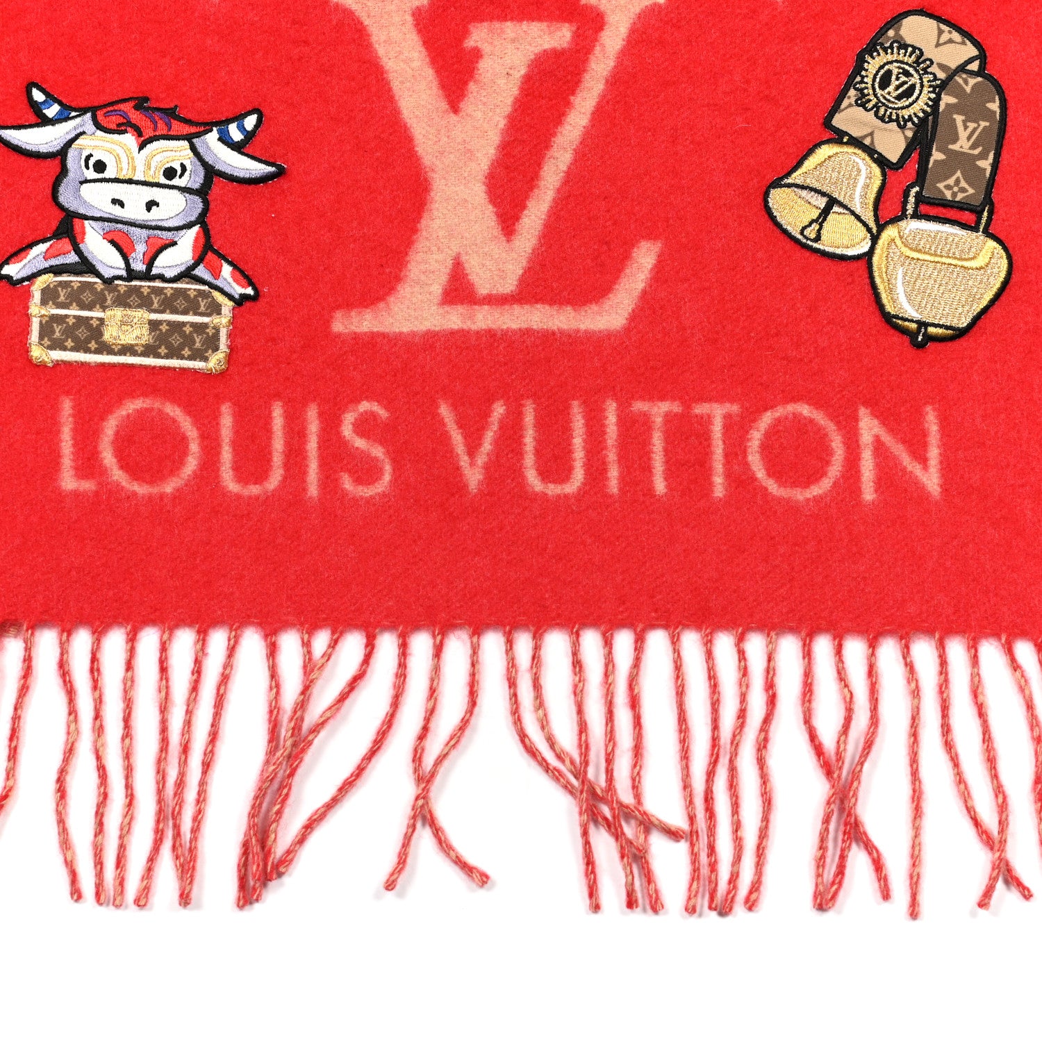 Louis Vuitton Cashmere Monogram Rodeo Reykjavik Scarf Red 4 of 4