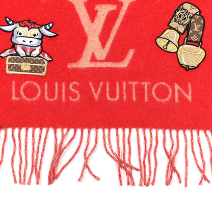 Louis Vuitton Cashmere Monogram Rodeo Reykjavik Scarf Red 4 of 4