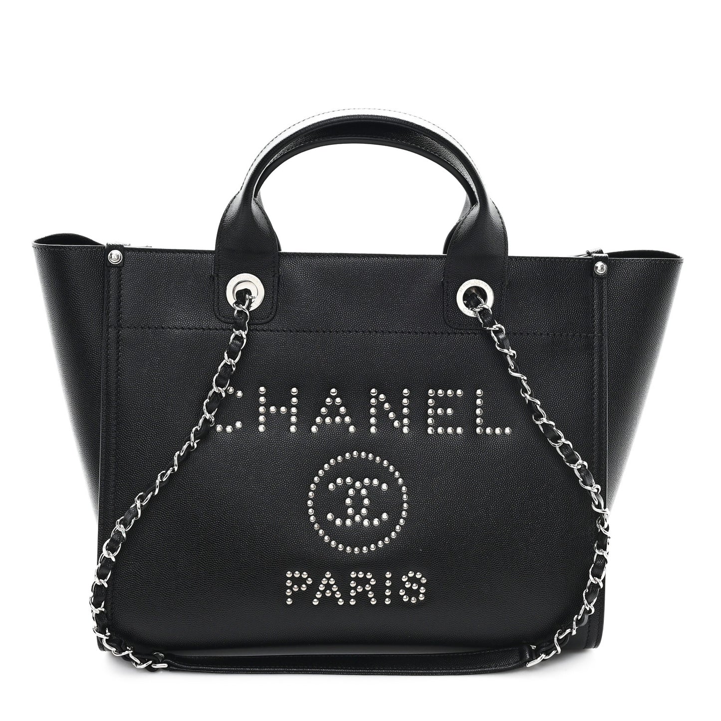 Caviar Small Studded Deauville Tote Black