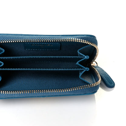 Chanel Goatskin Quilted Chanel 19 Zip Around Coin Purse Wallet Turquoise 4 of 4