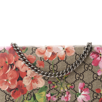 Gucci GG Supreme Monogram Blooms Chain Wallet Beige Multicolor Dry Rose 10 of 11