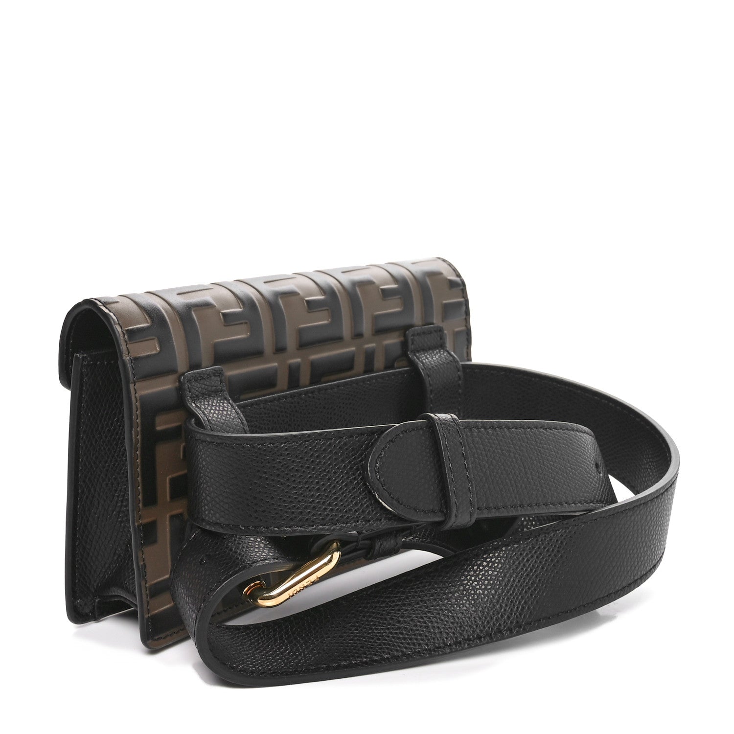 Fendi Vitello Cruise F is Fendi Bi-Color FF 1974 Embossed Envelope Belt Bag Maya Black 2 of 11