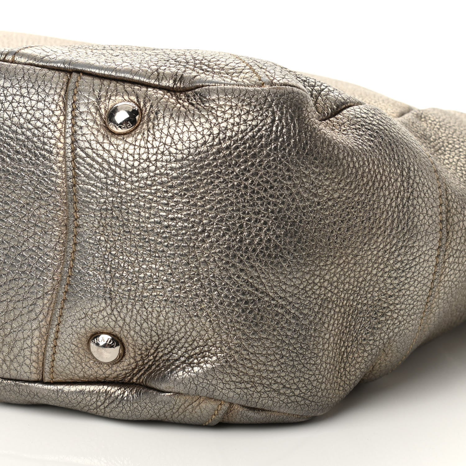 Prada Metallic Vitello Daino Side Pocket Hobo Bronze 9 of 11