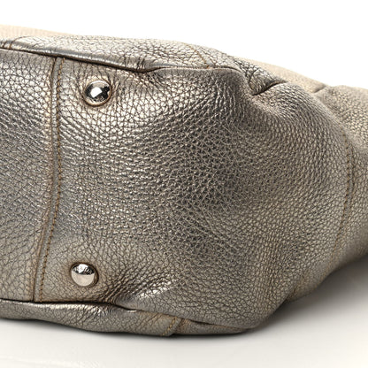 Prada Metallic Vitello Daino Side Pocket Hobo Bronze 9 of 11