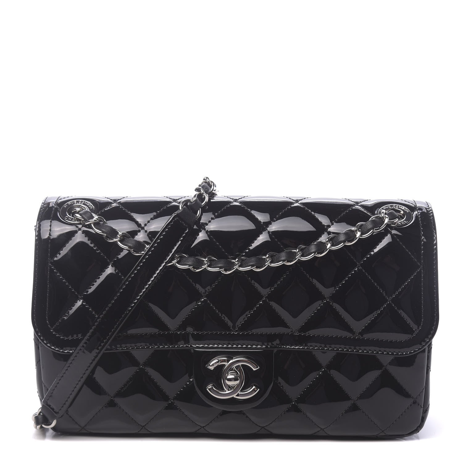 Chanel Patent Quilted Large Coco Shine Flap Black 1 of 12