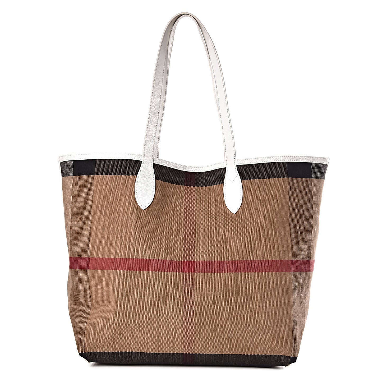 Coated Canvas Mega Check Sketchbook Large Reversible Doodle Tote White