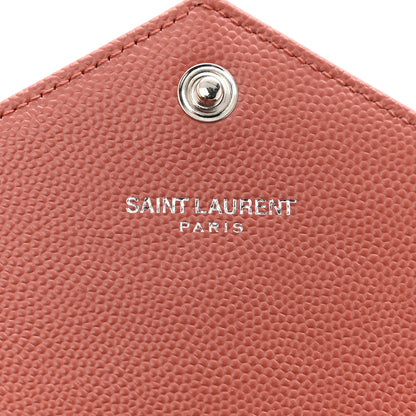 Saint Laurent Grain De Poudre Matelasse Chevron Small Monogram Chain Wallet Blush Fonce 6 of 12