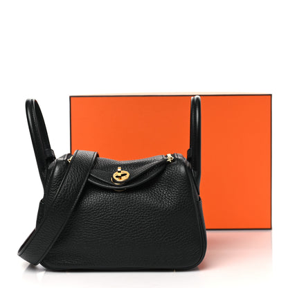 Hermes Taurillon Clemence Mini Lindy 20 Black 11 of 11