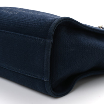 Chanel Mixed Fibers Calfskin Medium Deauville Tote Navy Blue 11 of 12