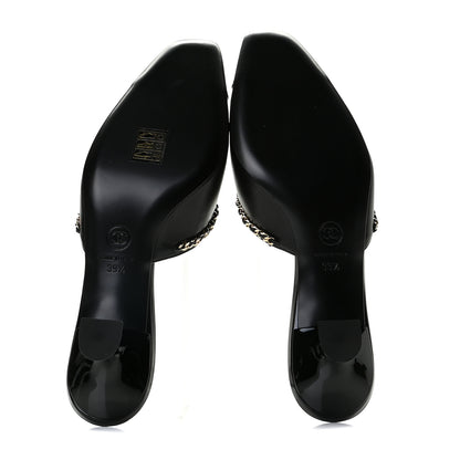 Chanel Lambskin Patent Chain CC Mules 39.5 Black 7 of 11