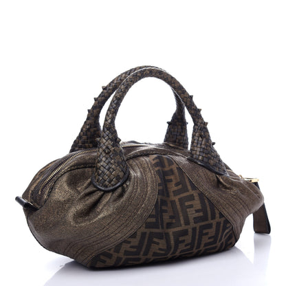 Fendi Zucca Goatskin Spy Bowler Tobacco Bronzo 3 of 10