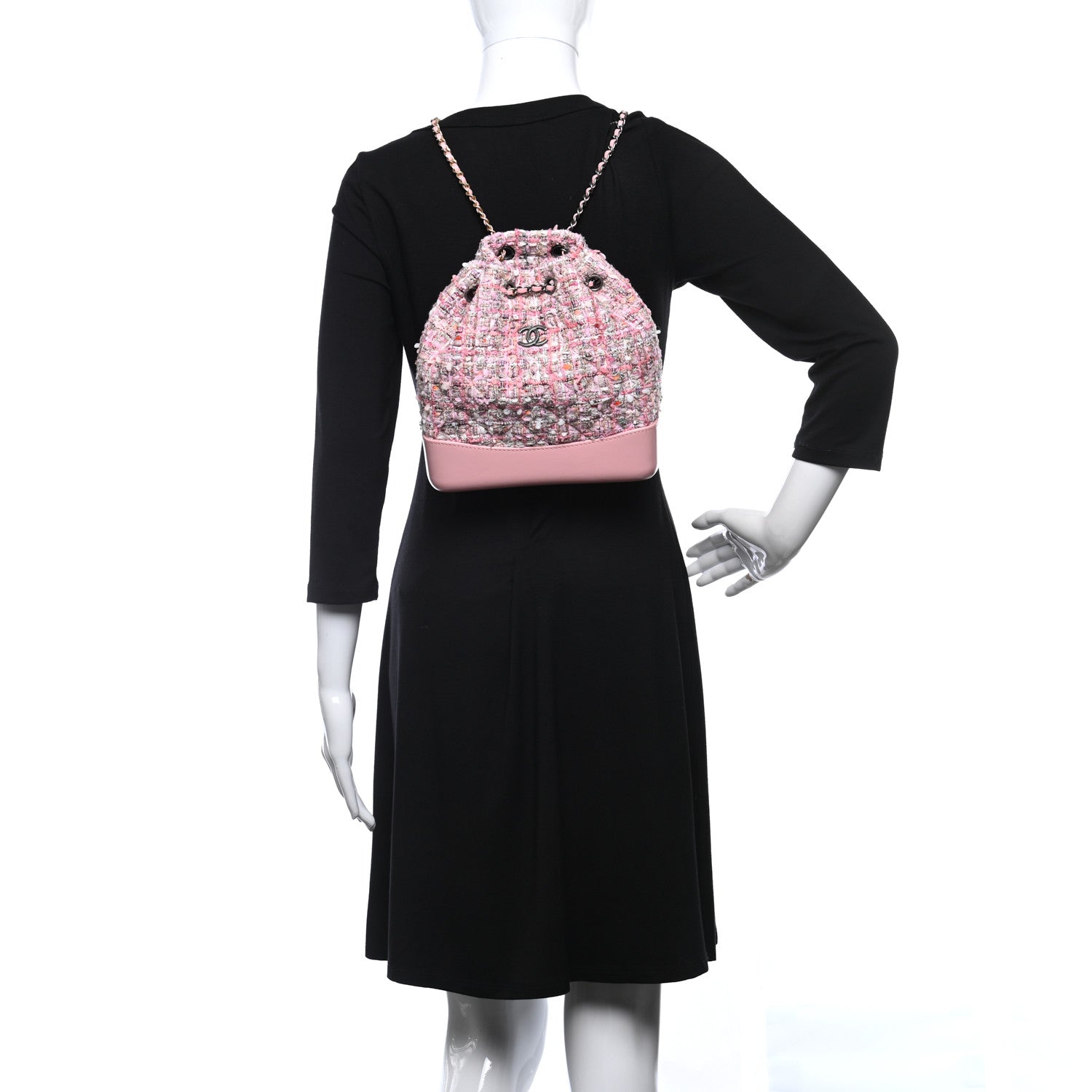 Chanel Tweed Calfskin Quilted Gabrielle Backpack Pink 2 of 14