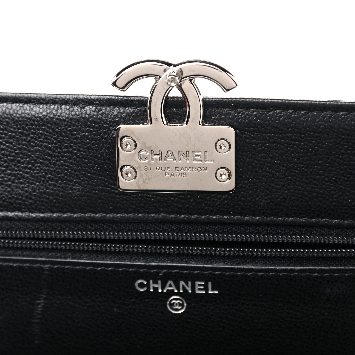 Chanel Grained Calfskin Quilted CC Box Wallet On Chain WOC Black 6 of 17