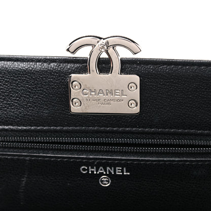 Chanel Grained Calfskin Quilted CC Box Wallet On Chain WOC Black 6 of 17