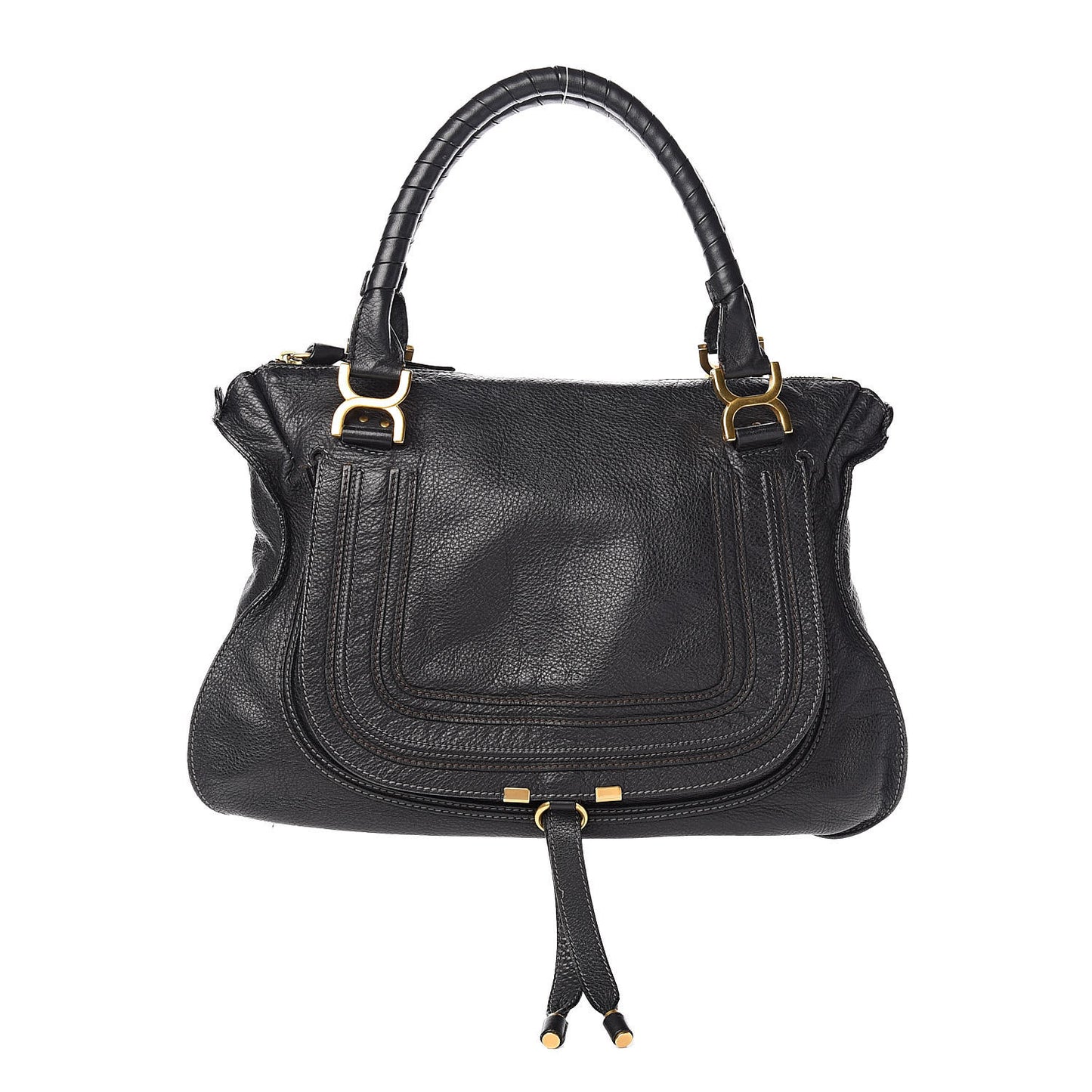 Calfskin Large Marcie Satchel Black