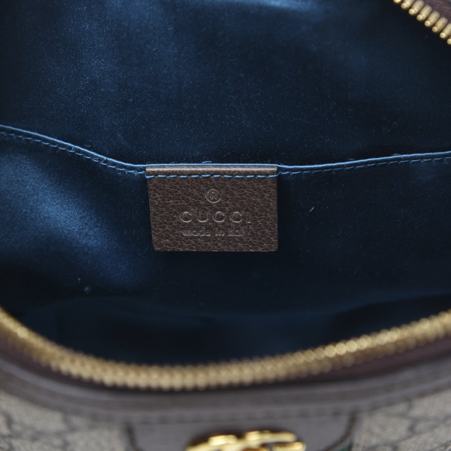 GG Supreme Monogram Textured Dollar Calfskin Web Small Ophidia Dome Shoulder Bag Beige Ebony New Acero