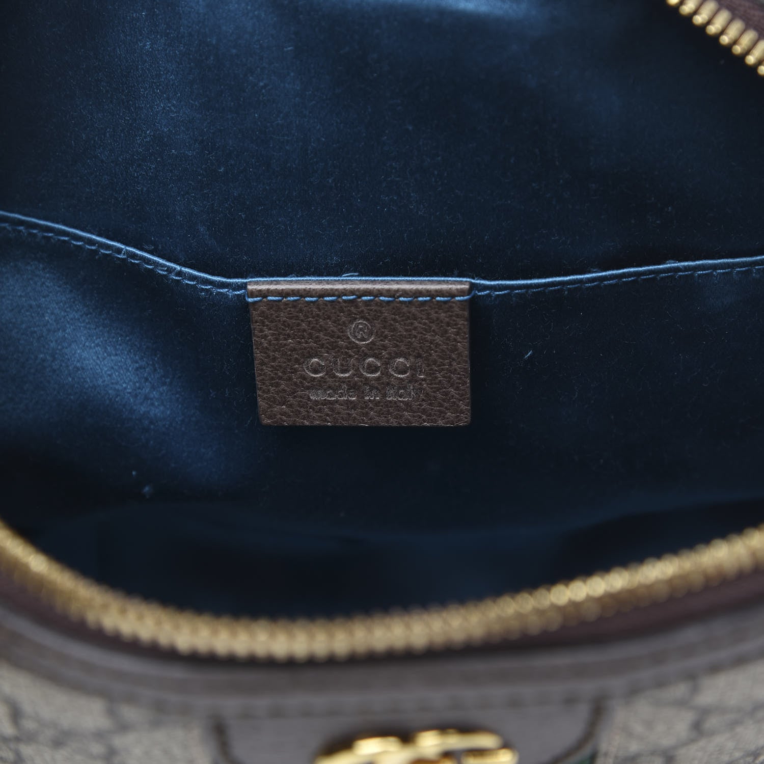 Gucci GG Supreme Monogram Textured Dollar Calfskin Web Small Ophidia Dome Shoulder Bag Beige Ebony New Acero 6 of 10