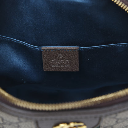 Gucci GG Supreme Monogram Textured Dollar Calfskin Web Small Ophidia Dome Shoulder Bag Beige Ebony New Acero 6 of 10