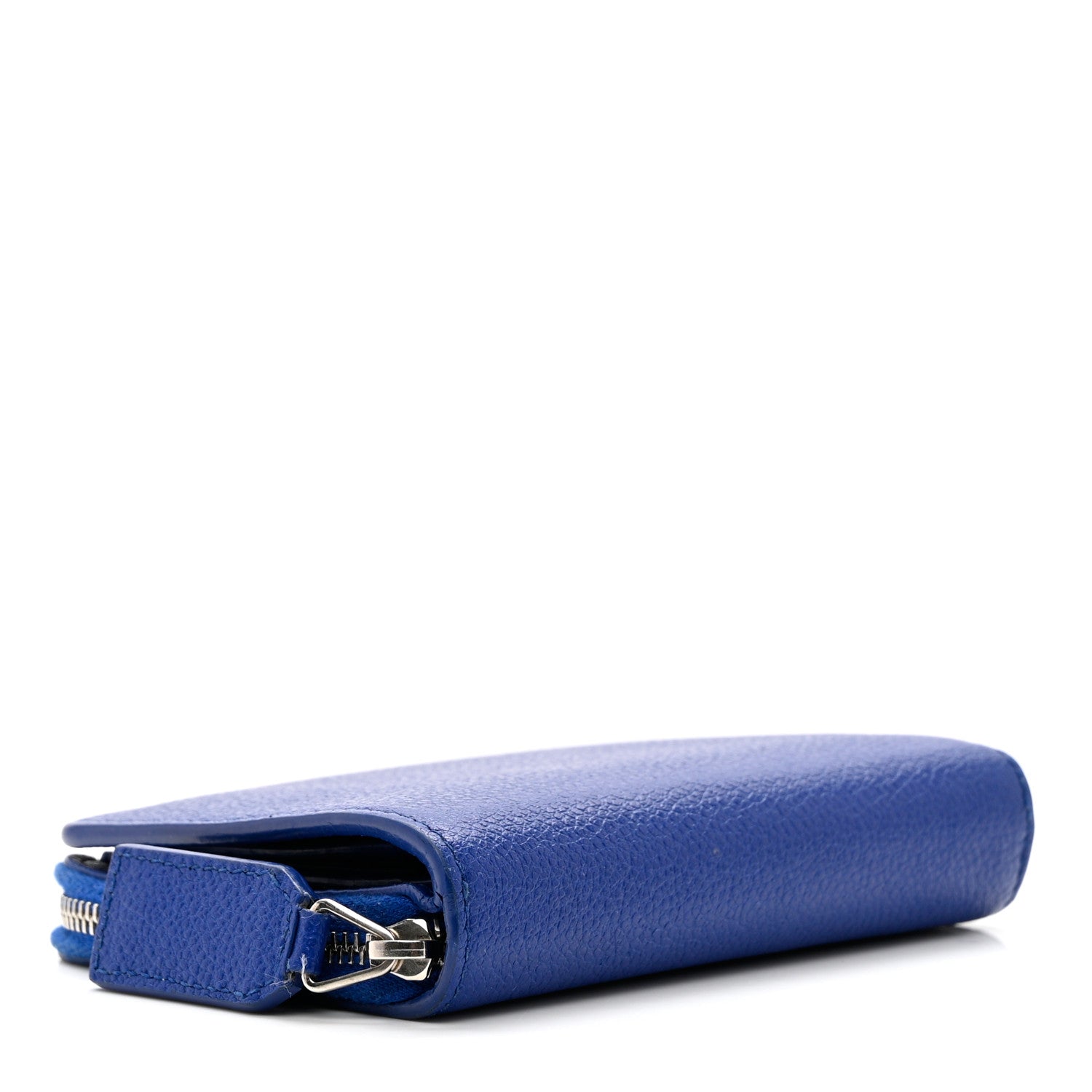 Saint Laurent Grained Calfskin Rive Gauche Compact Zip Around Wallet Royal Blue 4 of 8