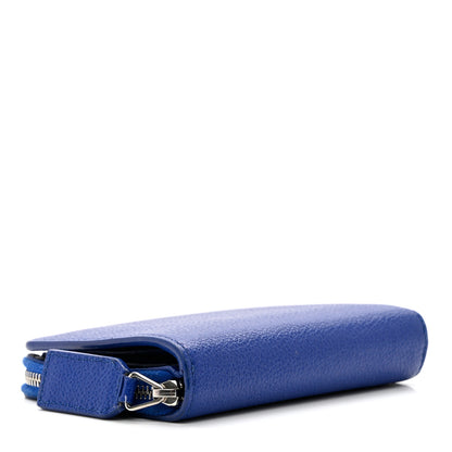 Saint Laurent Grained Calfskin Rive Gauche Compact Zip Around Wallet Royal Blue 4 of 8
