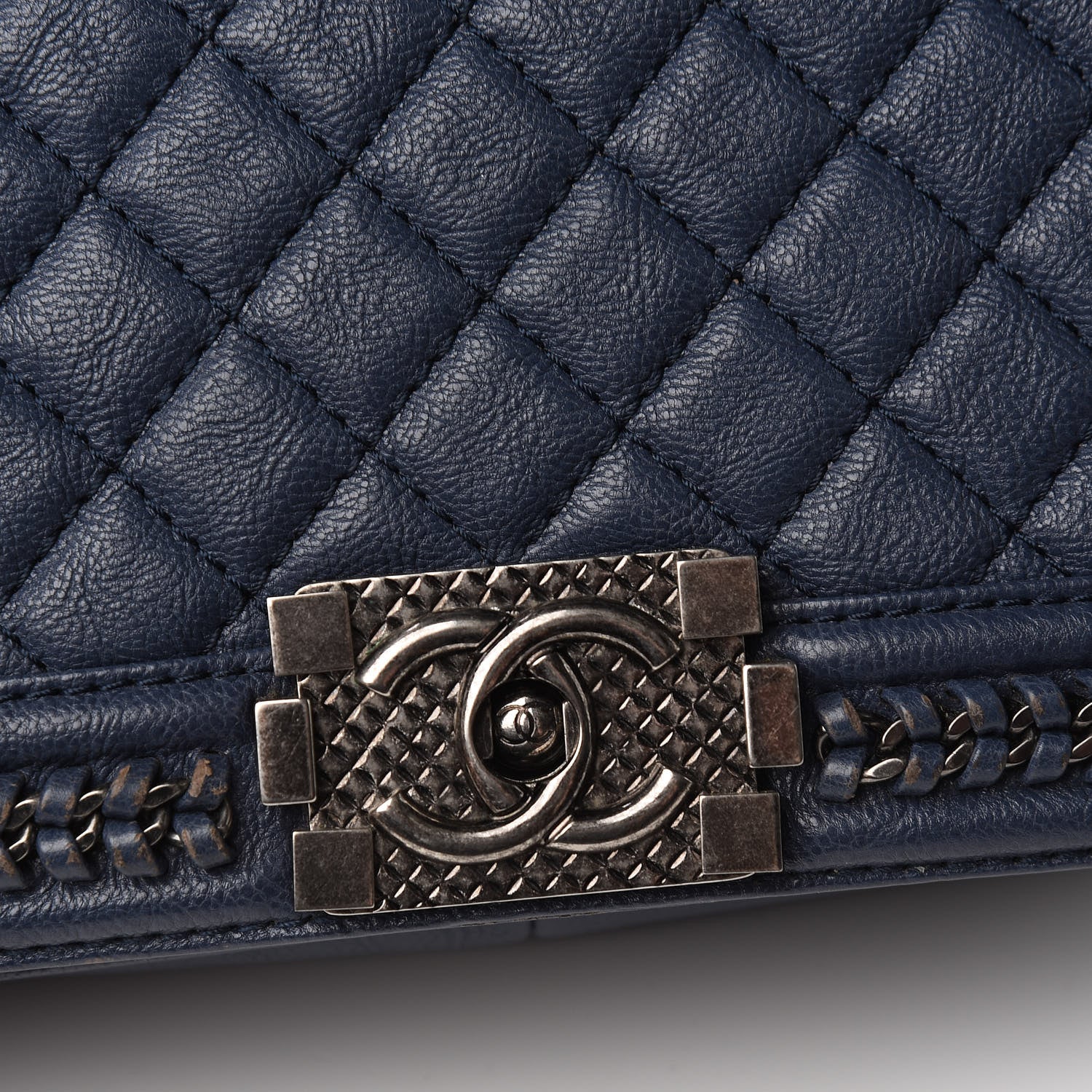 Chanel Calfskin Quilted Medium Top Handle Boy Flap Blue 12 of 12