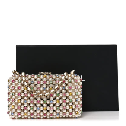 Chanel Metal Pearl Minaudiere CC Evening Bag White Gold Multicolor 11 of 11