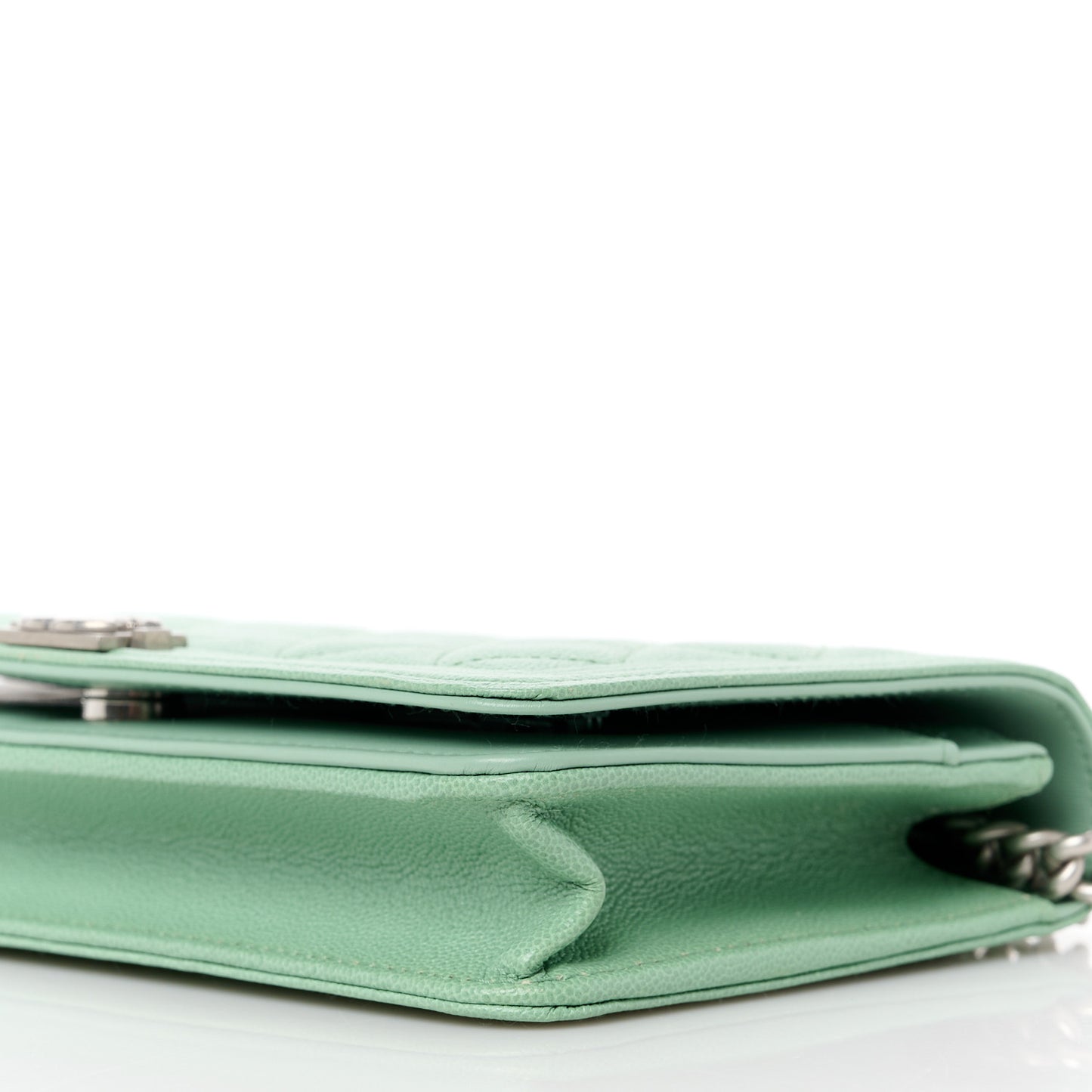 Caviar Quilted Boy Wallet On Chain WOC Light Gren