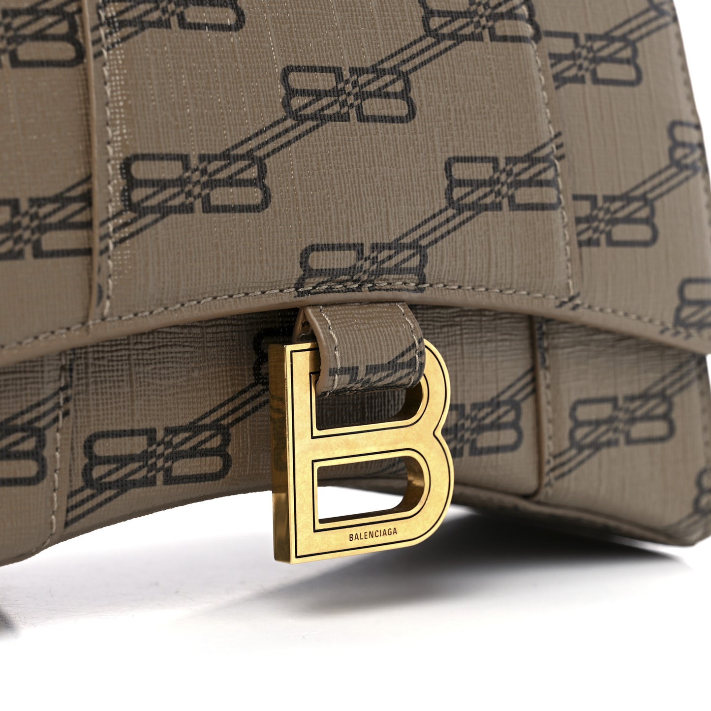 Coated Canvas BB Monogram Hourglass Top Handle Bag XS Beige Brown
