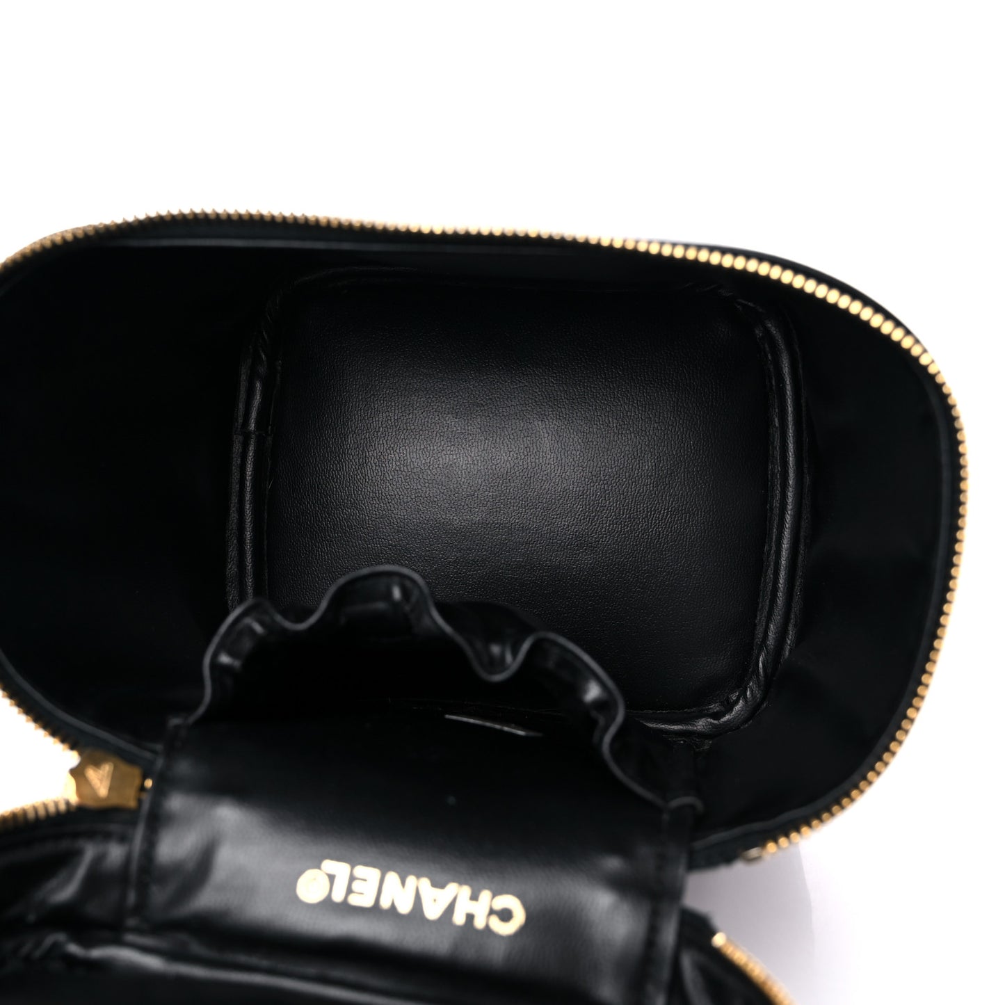 Lambskin Vanity Cosmetic Case Black