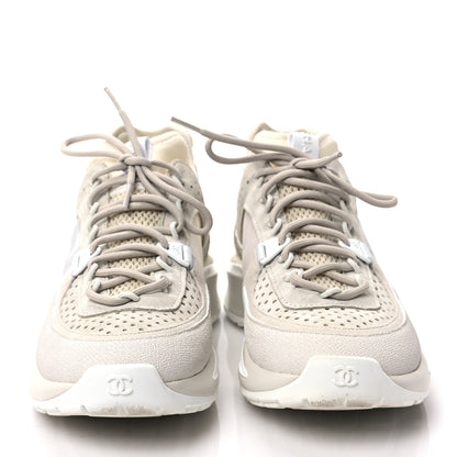 Chanel Suede Calfskin Womens CC Sneakers 37.5 White 2 of 6
