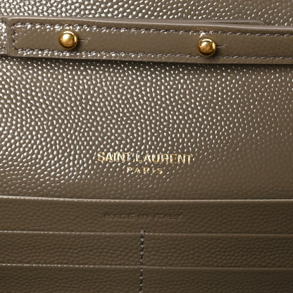 Saint Laurent Grain De Poudre Mixed Matelasse Triquilt Monogram Chain Wallet Dark Beige 6 of 9