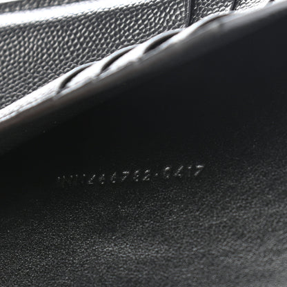 Saint Laurent Grain De Poudre Matelasse Chevron Small Monogram Passport Case Black 7 of 7